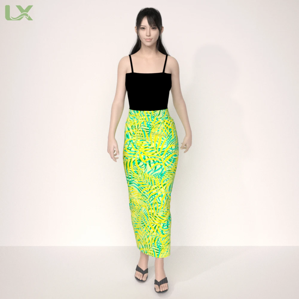 polynesia tropical print dress ladies skirts long tribe print style