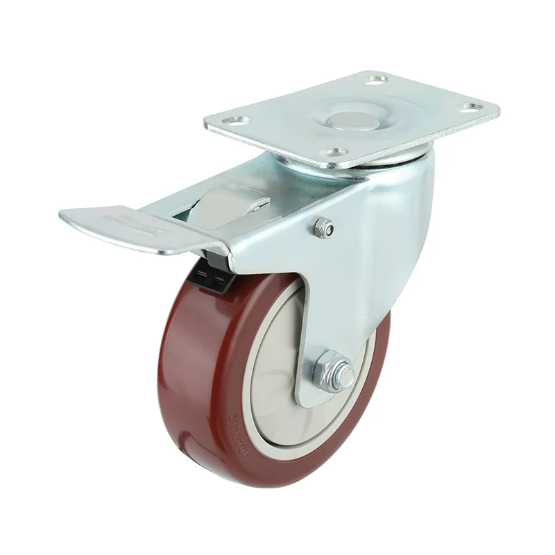 
Uholan top plate swivel fixed total brake 3inch industry medium duty ball bearing casters with PVC wheel 