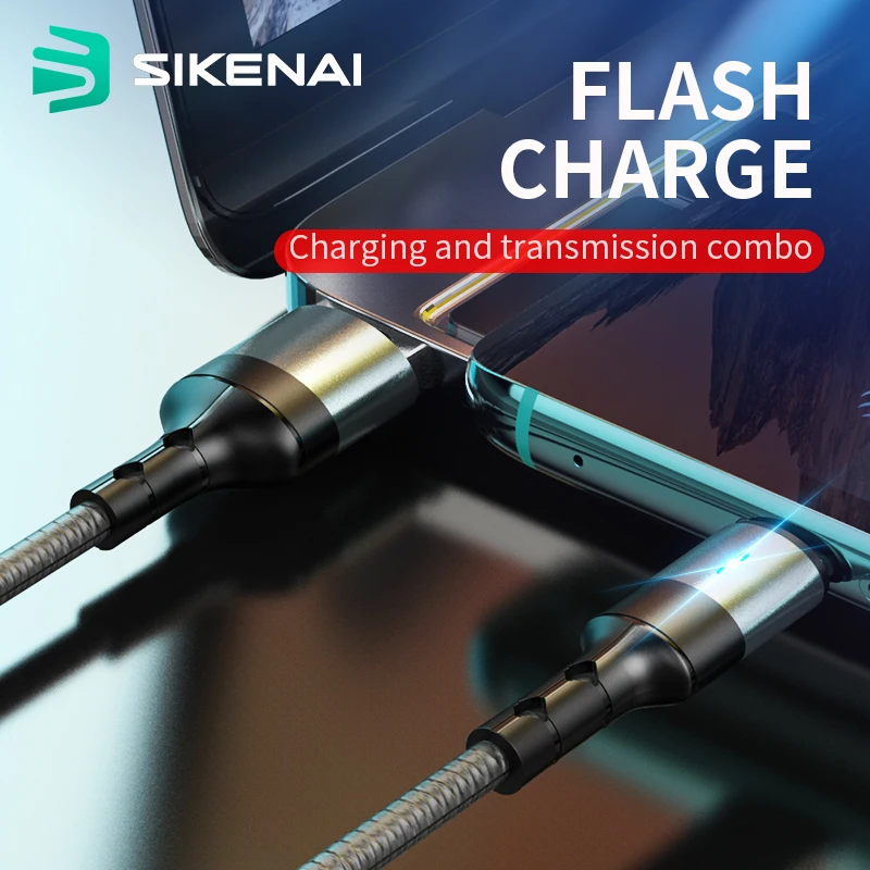 Sikenai 5A Смарт данных при отключении питания USB кабель для передачи Type-C с функцией быстрой зарядки