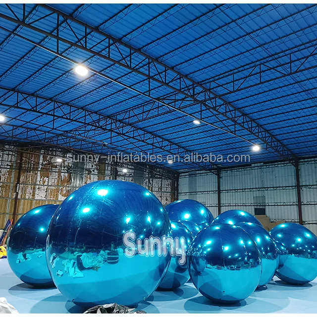 Inflatable Sphere Shiny Inflatable Blue Mirror Ball For Advertising Mirror PVC Inflatable Ball Red Blue Balloon for Promotional