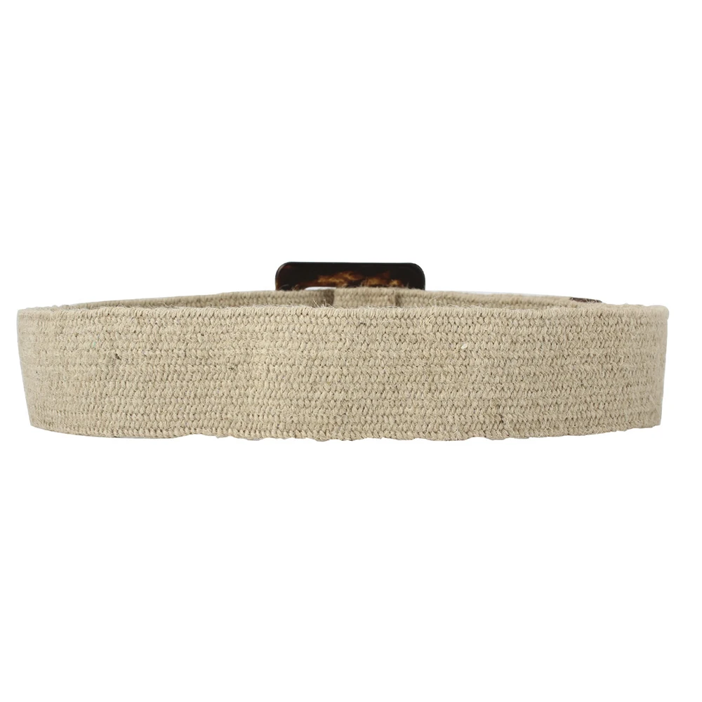 wide linen elastic belts with big square plastic buckle good stretch women belt