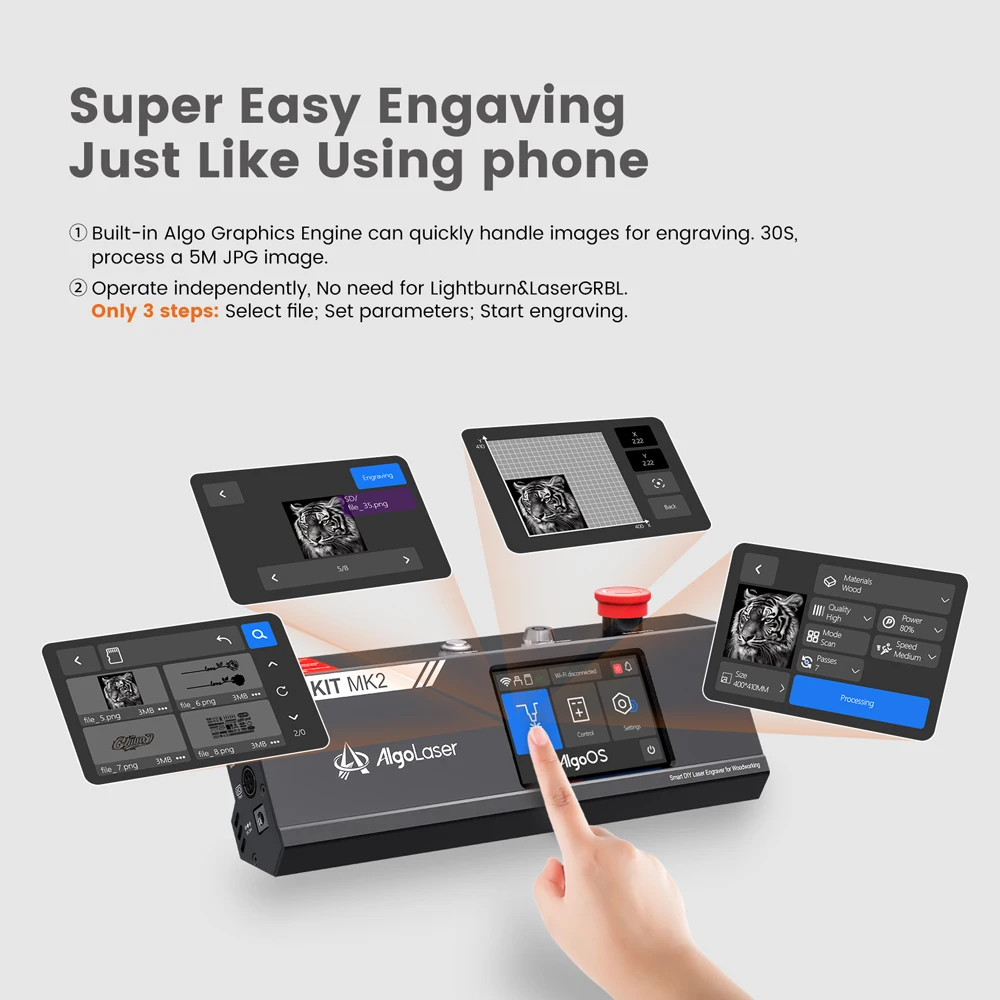 Algolaser DIY KIT MK2 10W Power High Precision Metal Laser Engraver and Cutter Machine for Wood, Acrylic, Leather