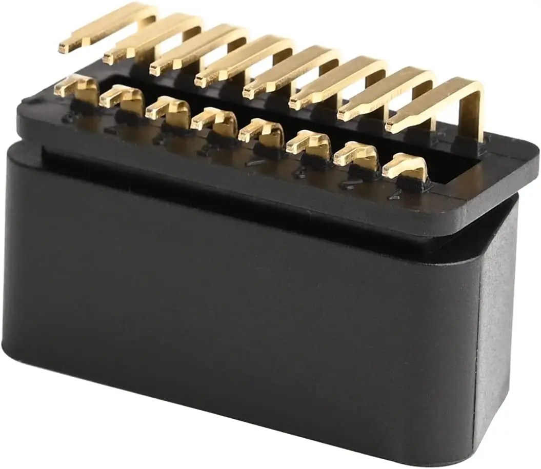 Gold-Plated 90-Degree OBD2 16 Pin Male Connector 12V J1962M OBD Plug Shell