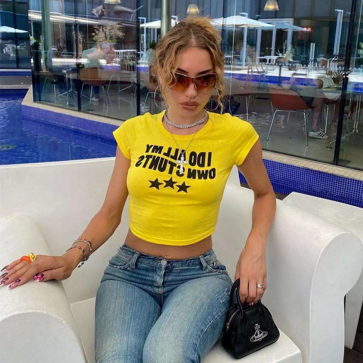 Cute Trendy Basic Tight O-Neck Crop Short Sleeve Crop Top For Women Or Teen Girls