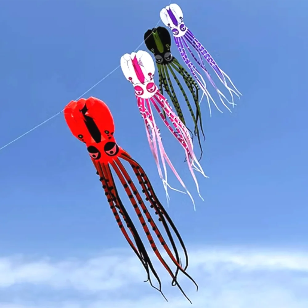 Wholesale 18m  chinese flying 3D nylon inflatable  octopus parafoil soft beach kite for sale
