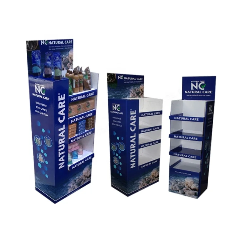 Customized 4 Shelves Corrugated Carton Stand Foldable Color Printing Cardboard Floor Display Stand