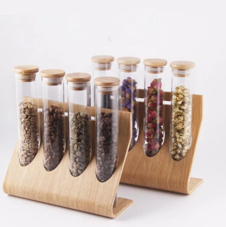 Многофункциональная стеклянная банка для хранения чая кофейных зерен Бамбуковая крышка