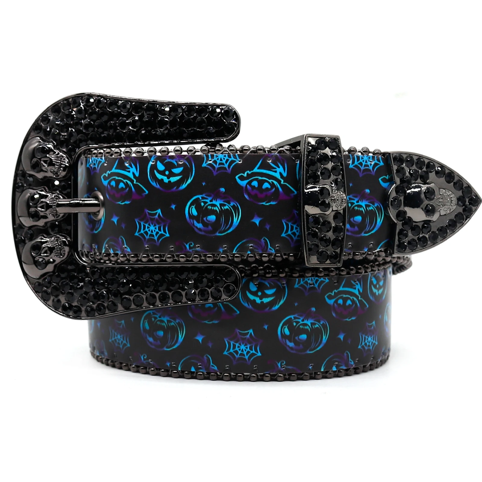 Designer Brand Western Halloween Diamond Belt With Skull Bad Girls Skull Rhinestone Blue Crystal Belt