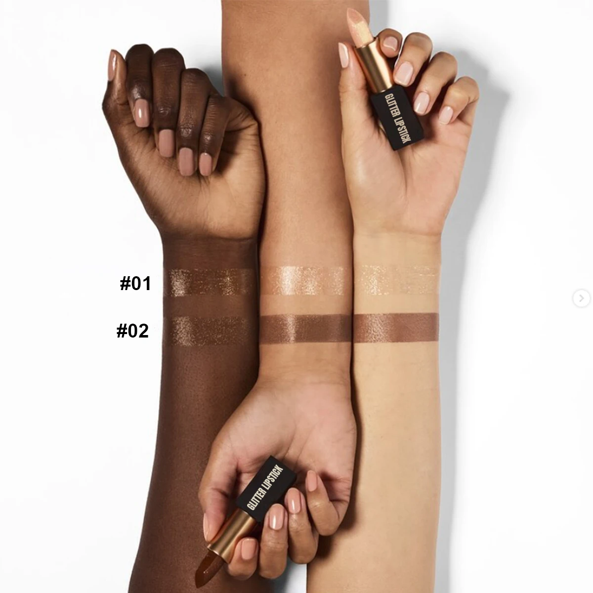 OEM Vegan Cruelty Free Vanilla Scented  Lipstick For Girls Makeup Shimmer Finish Long Last Nourishing Gold Glitter Lipstick