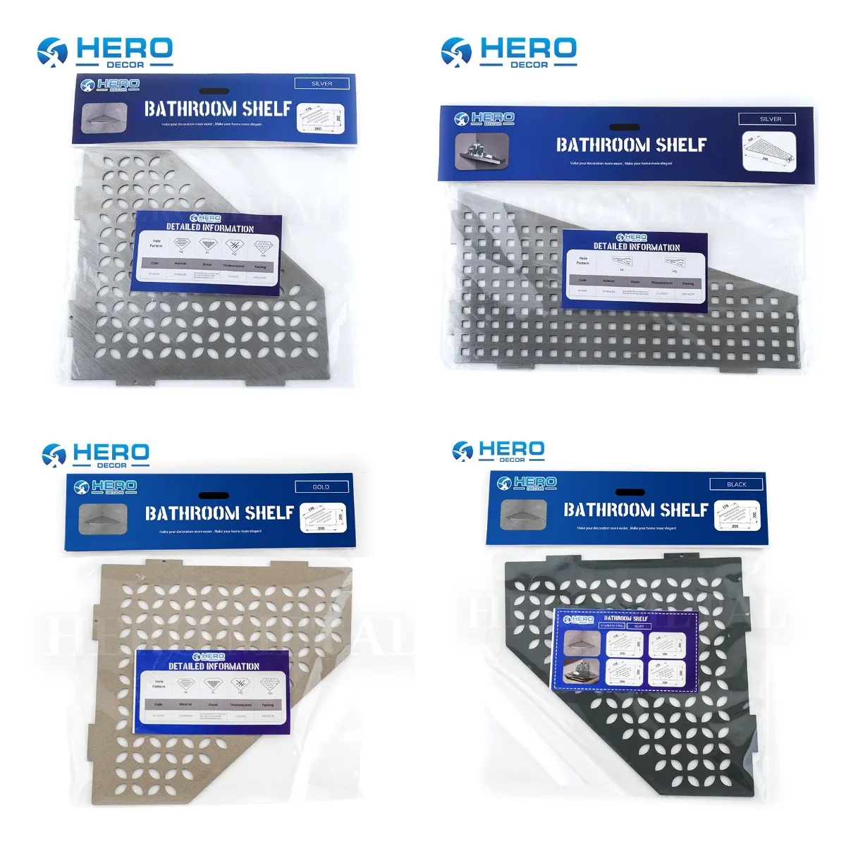 New Design Brushed Shower Shelf Bathroom Accessories Wall Stainless Steel Bathroom Shelf For Washroom