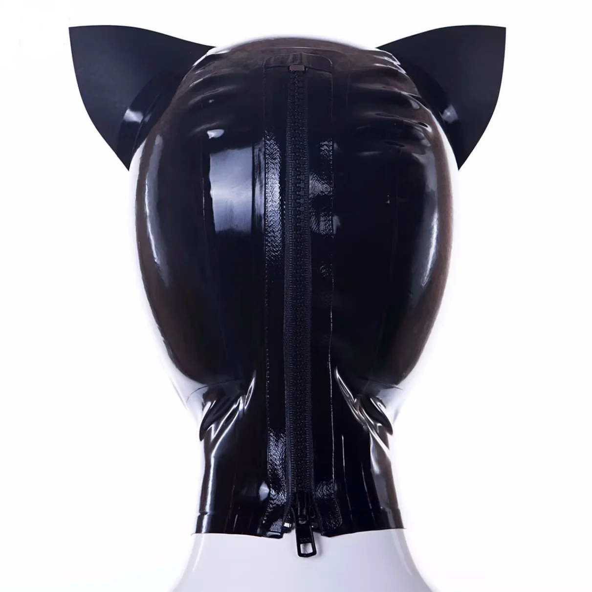 Sexy Black Latex Fetish Hood Neck Corset Collar Bar with Back Button
