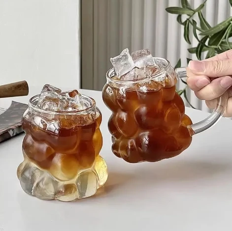 Creative retro transparent grape shaped glassware, borosilicate mug glass with handle