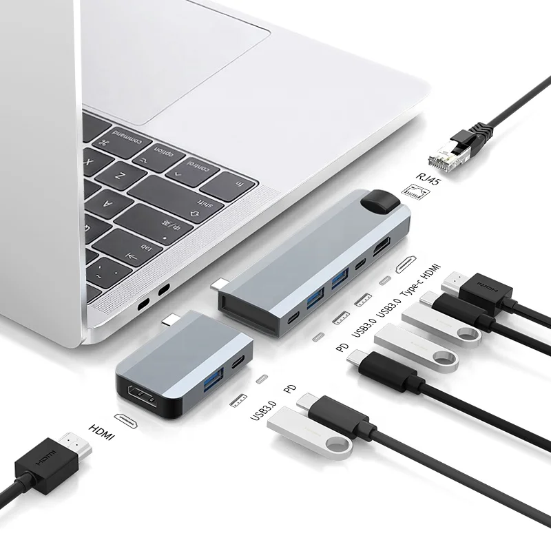 9 in 1 USB C Hub Adapter Type-c to 4K HDM-Coompatible VGA PD SD TF Card Reader Mulit USB 3.0 Hub Splitter For Macbook Dell