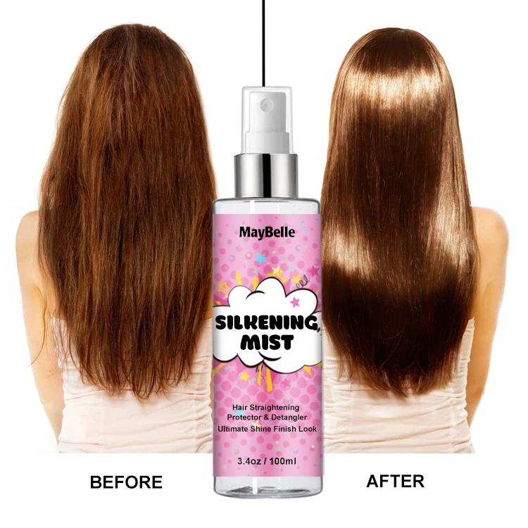 Private Label Scented Oil Based Silkening Mist Spray With Heat Protectant Weightless Hair Shine Spray