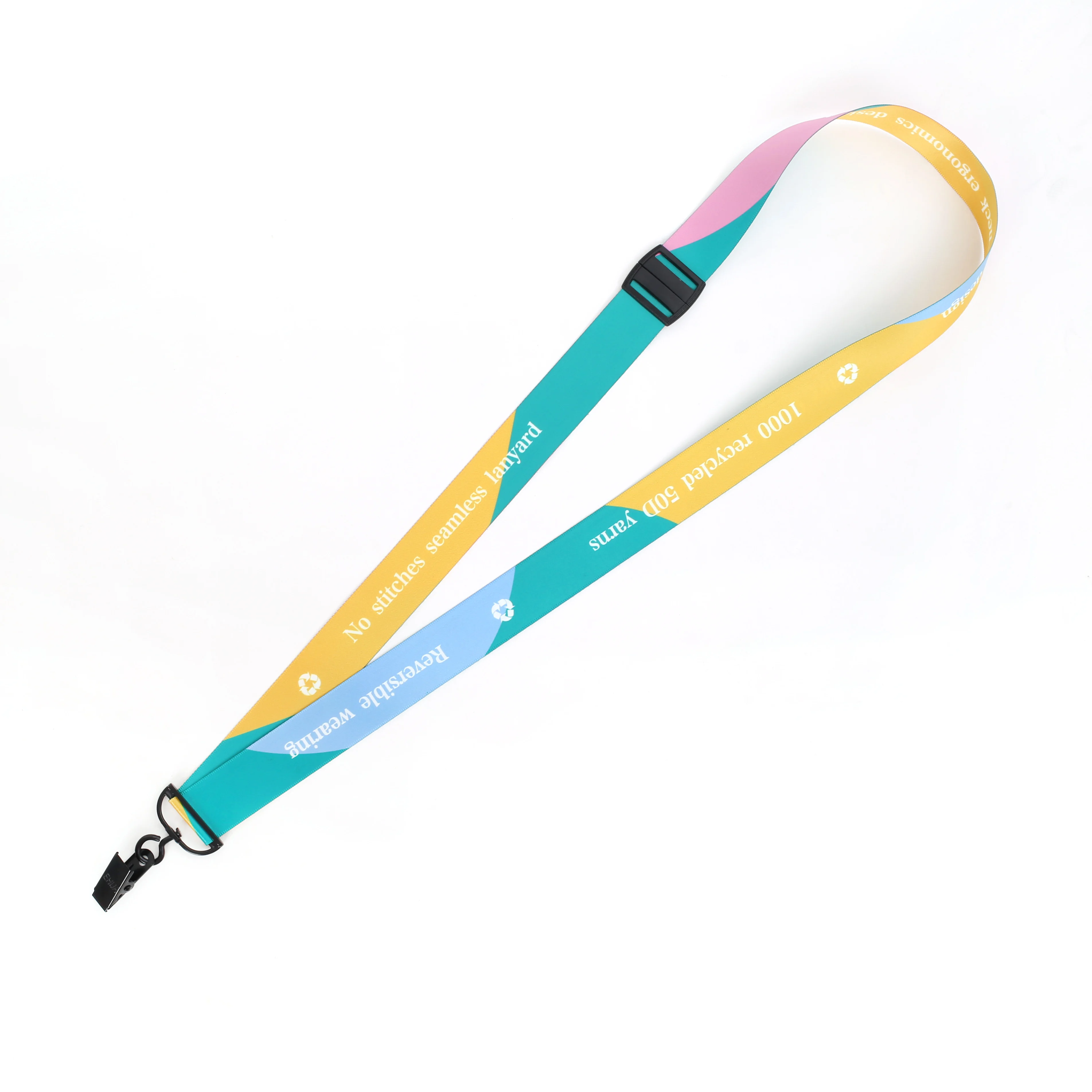 Factory Supply Full Color Your Brand EHUA Ergonomics Sublimation Lanyard With Seamless Hook For Card Holder Key Chains