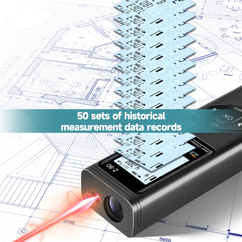 ZHENBING Smart High-precision Laser Rangefinder 80m Ranging Autonomous Calibration 50 Set of Data Storage Multi-function Tool