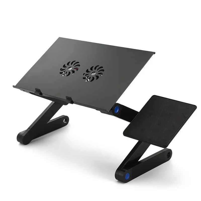 adjustable foldable double alloy holder laptop desk stand aluminum with usb fan