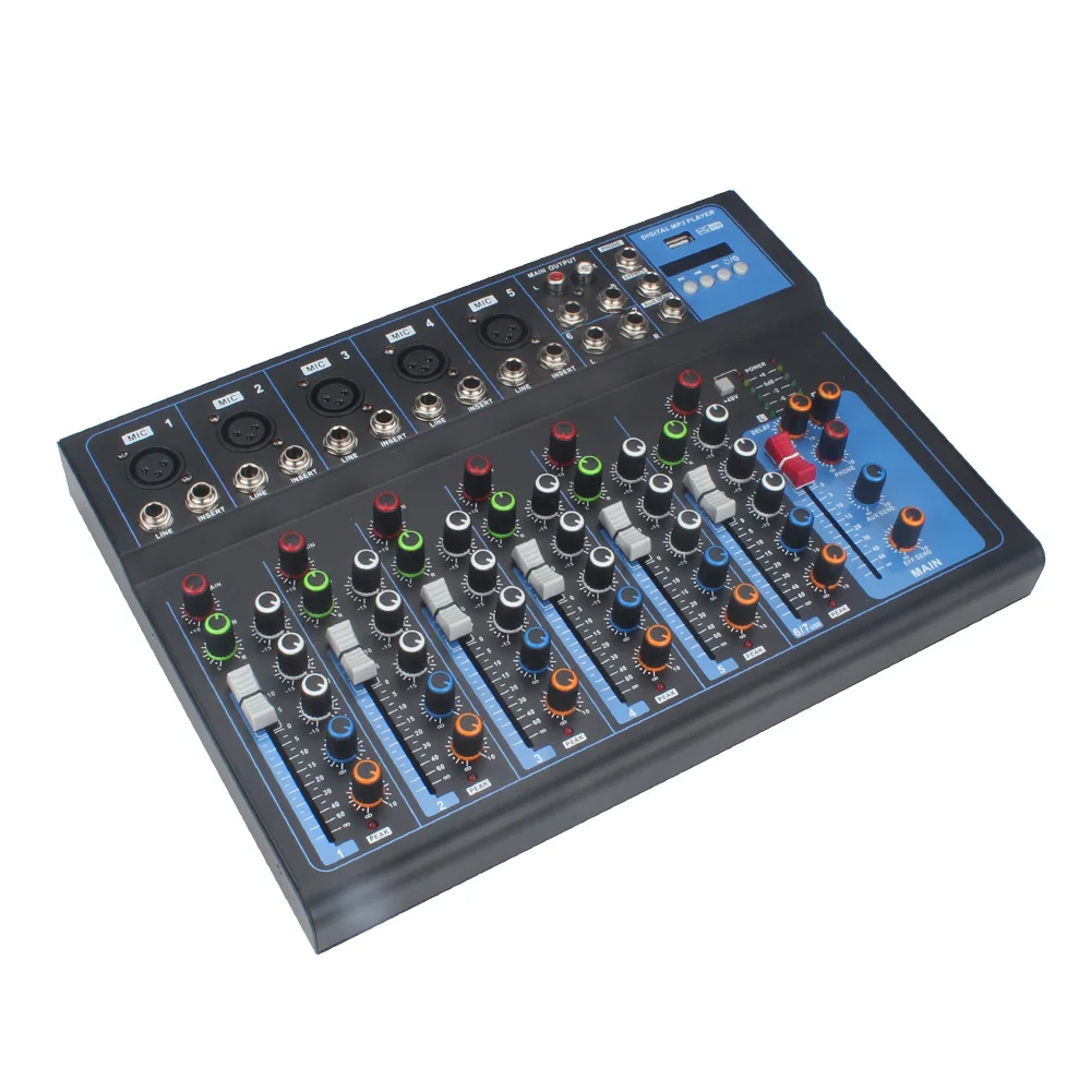 Cheap price sound mixer updated F7 series professional audio mixer console with USB mini dj mixer
