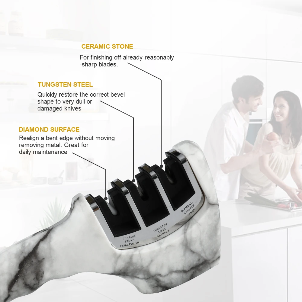 
Wholesale Marble Decal Surface Kitchen Knife Sharpener 