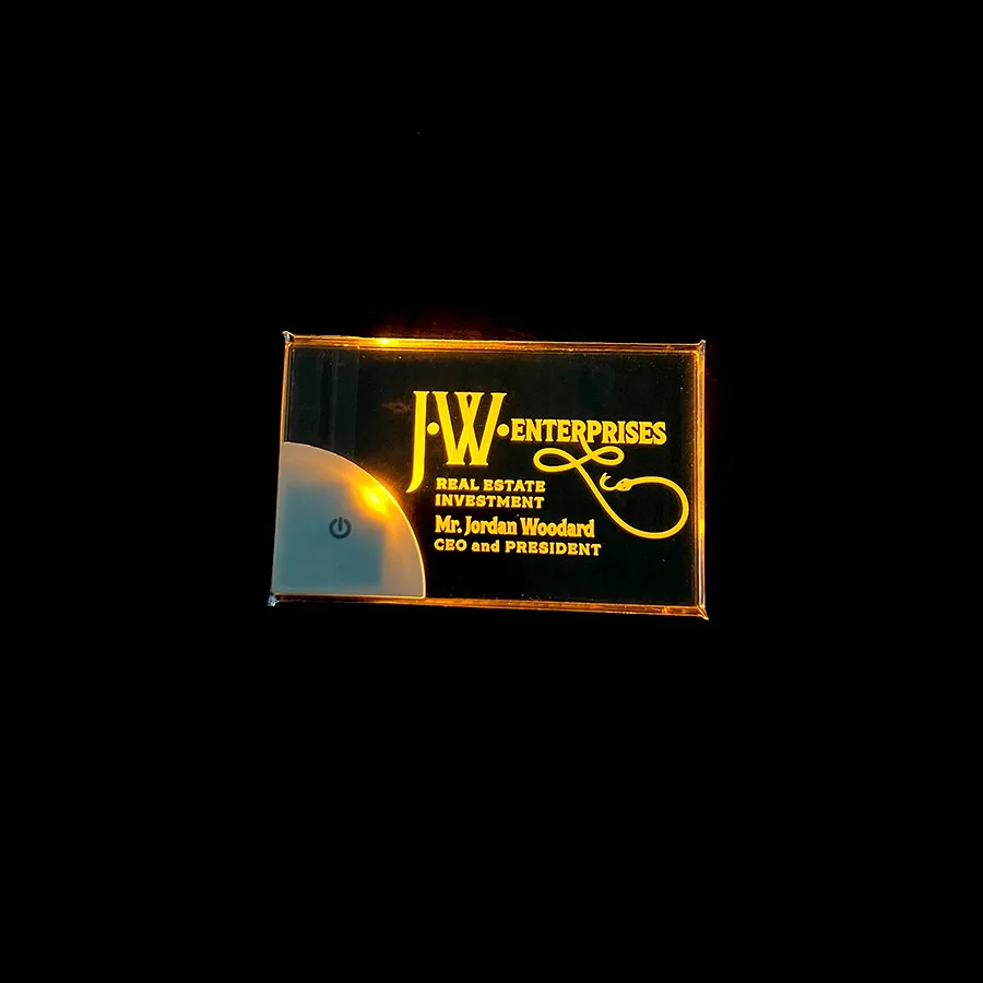 NEW 2024 Luxury LED Acrylic Business Card Custom Business Cards Design Printing Laser Engrave Unique Light up Business Card