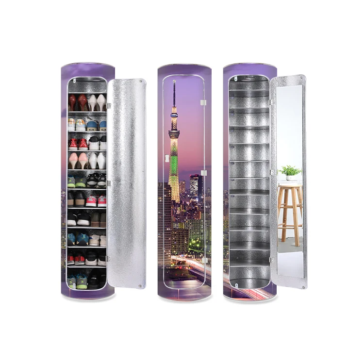 Экологически чистый материал цилиндрическая Высокая емкость зеркало вращающийся Повседневный шкаф для обуви