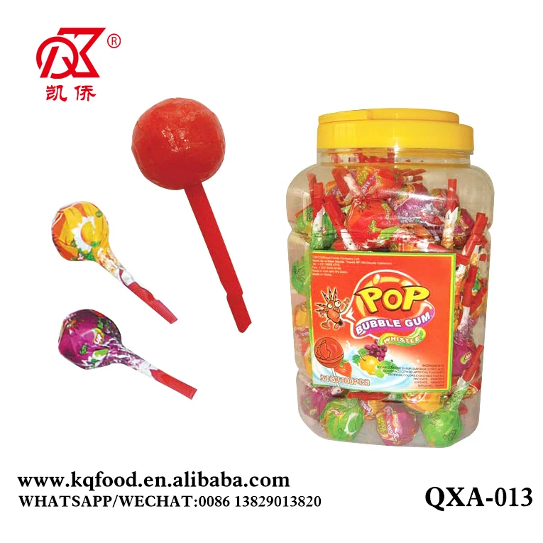 21g Halal Whistle Lollipop With Bubble Gum