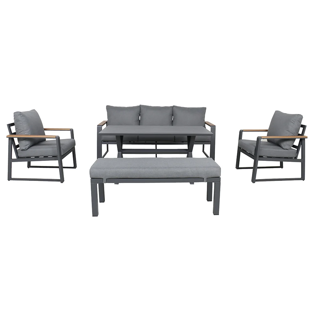 Aluminium Exterior  high table 3 places Balcony  5Pieces sitting Balcony lounge Patio terasse Lawn garden sets outdoor furniture