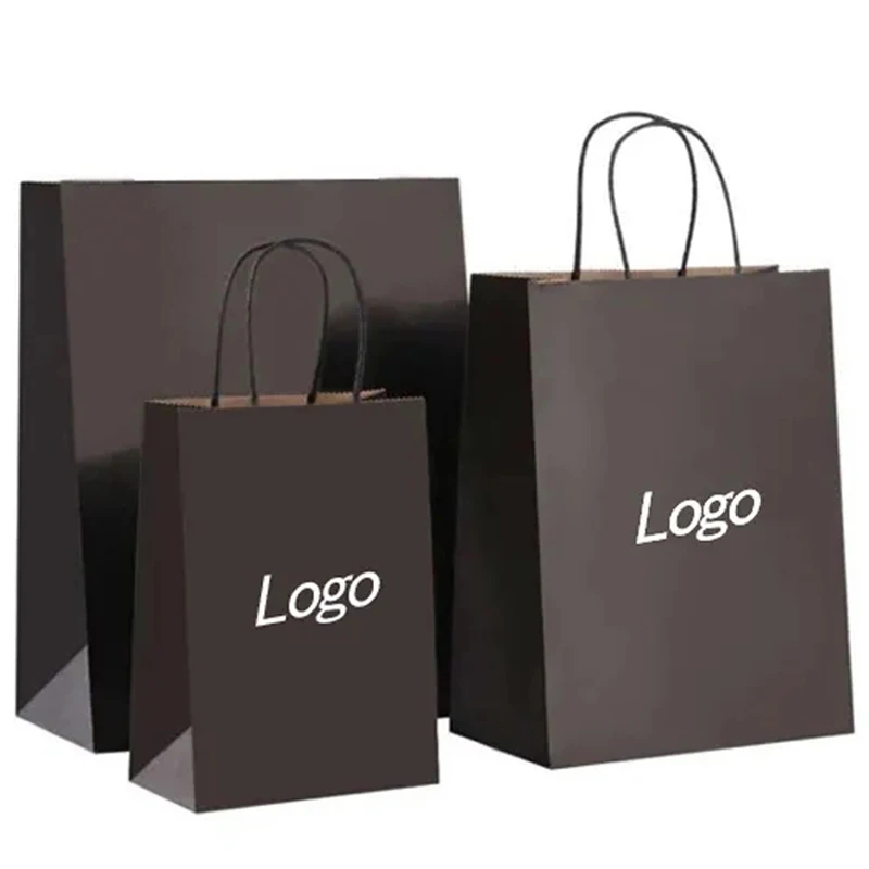 Brown kraft paper bag with logo print paper packaging bags for food takeaway
