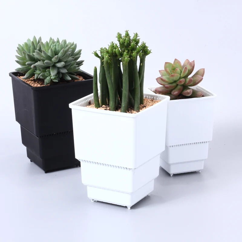 Wholesale High Waist White Succulent planter Plastic Flowerpot For Office Flower Pots garden supplies
