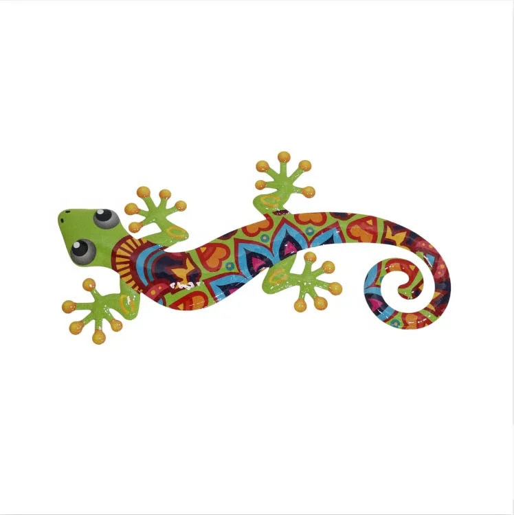 Iron Art Gecko Ornaments Metal Lizard Art Sculpture Wall Fence Hanging Decor