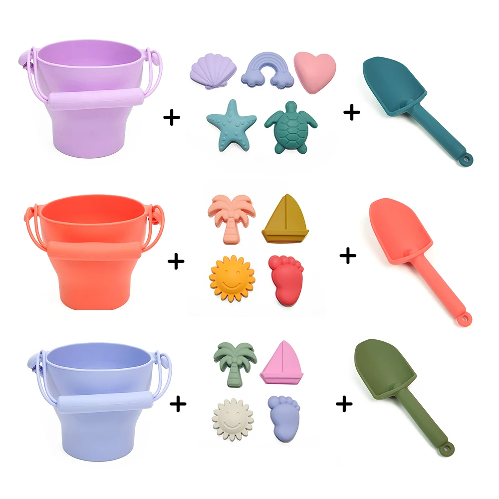 Soft Silicone Beach Toys For Children Beach Toys Set Kit Bucket Kids Summer Beach Toys Soft Silicone Set