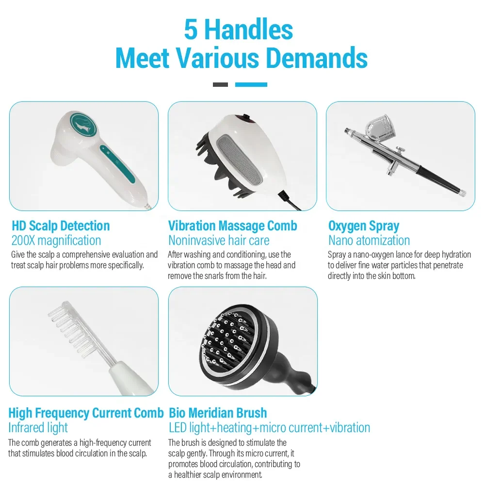 High Frequency Scalp Analyzer Hair Loss Treatment Hair Oxygen Therapy Growth Machine