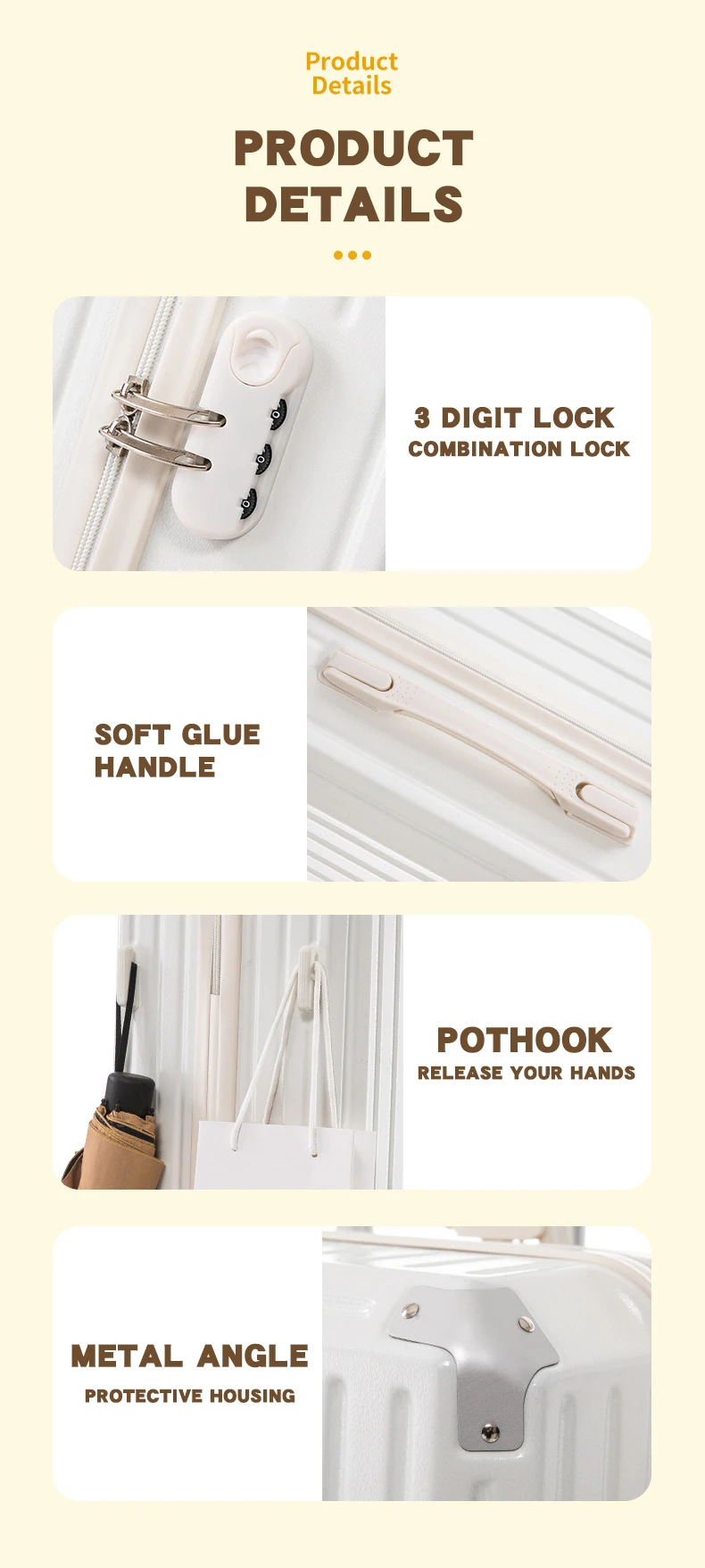 High Quality SKD Custom Logo Made In China Classic Big Travel Lightweight Unbreakable ABS PC Material Hard Suitcase Luggage Sets