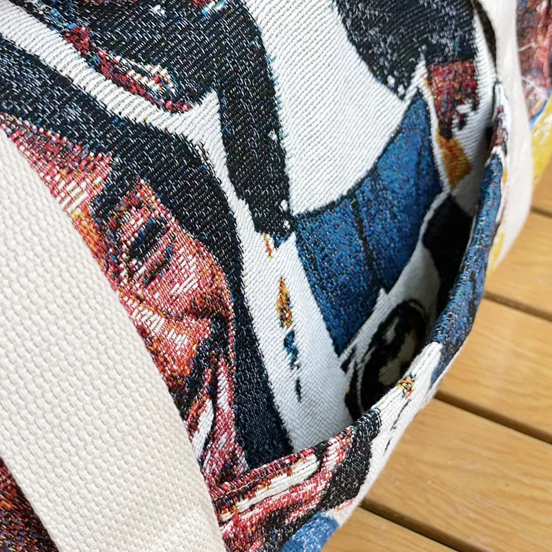 2023 Custom Logo And Size Large Travel Bag Tapestry Woven  Exercise Yoga Bag Throw Blanket Tote Bags Fashion Handbags Cotton