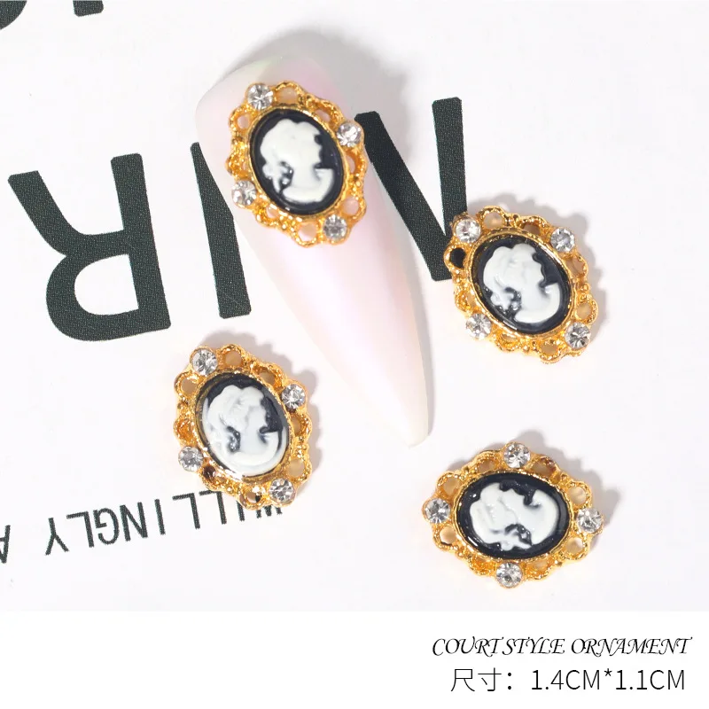 Retro Gothic Baroque Nail Jewelry Human Avatar Nail Art Rhinestone Decoration DIY Nail Art Jewelry