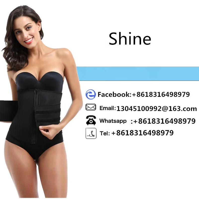 
32-34cm height YKK zipper Waist Tummy Control Double Belt 7 Steel Bone Latex Waist Trainer Corset 