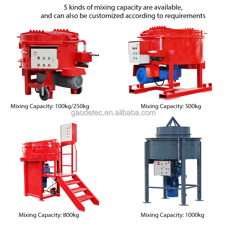 100kg 250kg Mortar Refractory Castable Portable Cement Pan Mixer