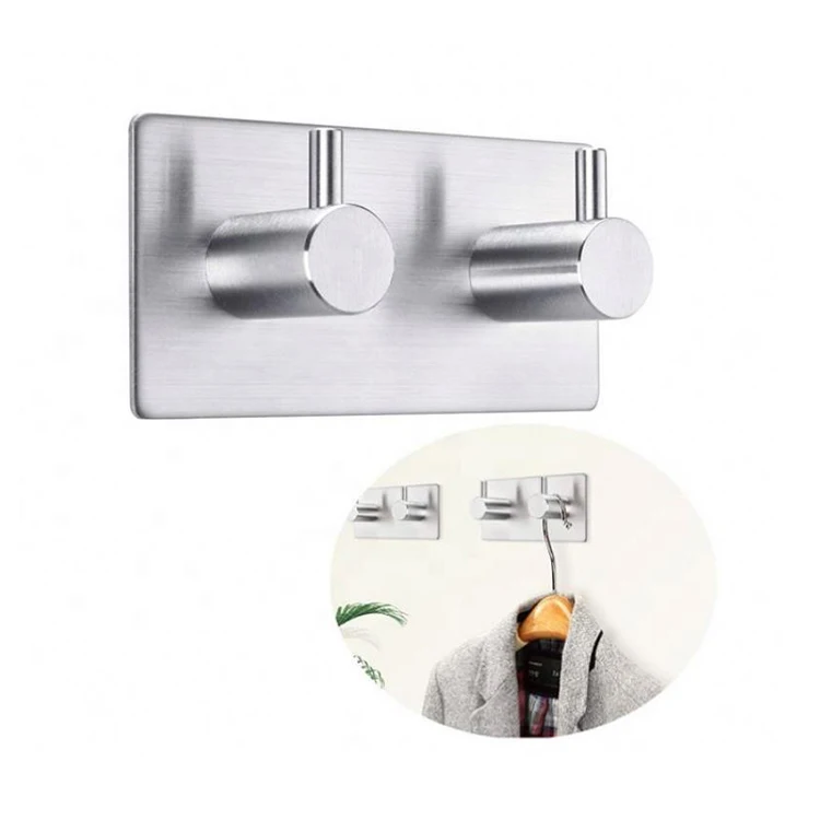 3M adhesive wall hanger  bag keys clothes hat hook for home bathroom double towel hooks