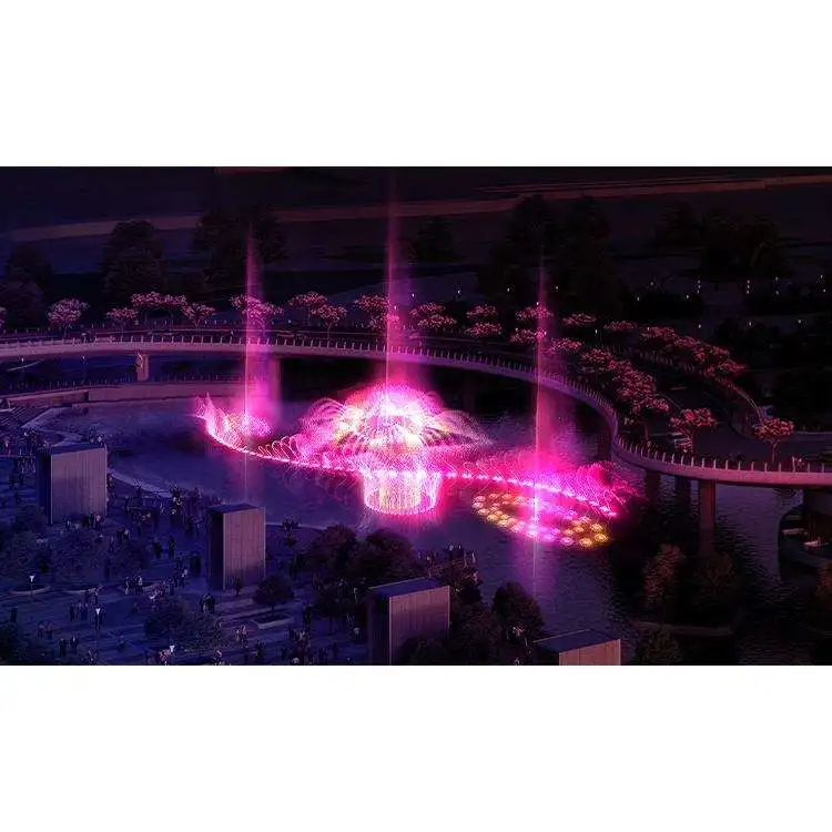 China Supplier Lake Floating Sphere Dancing Water Fountain With 3d Hologram Water Screen for Projection