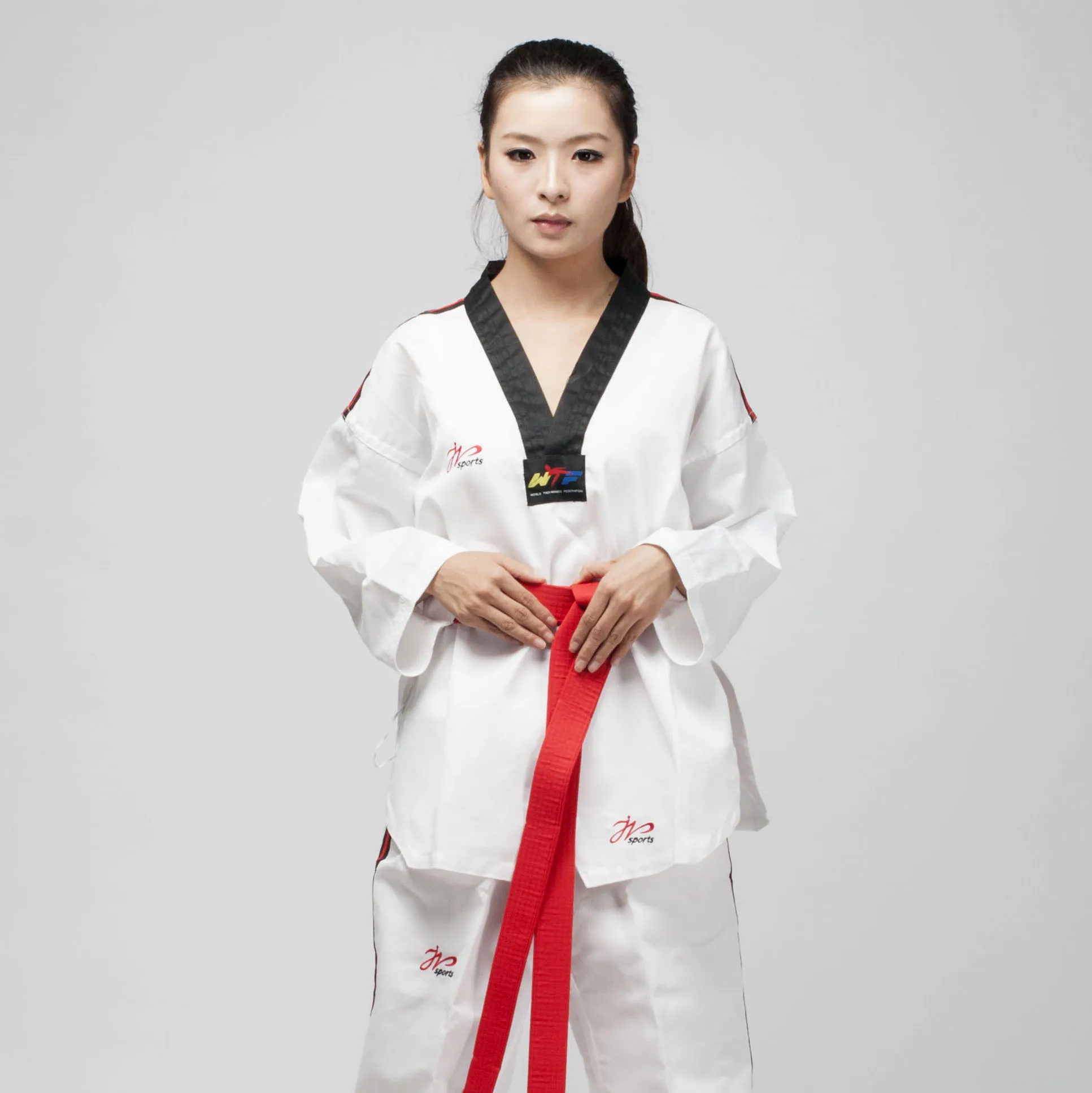 Sample Free Shipping New Stripe Pattern Hot Sale Super Light Martial Arts Taekwondo Uniform Dobok For Sale