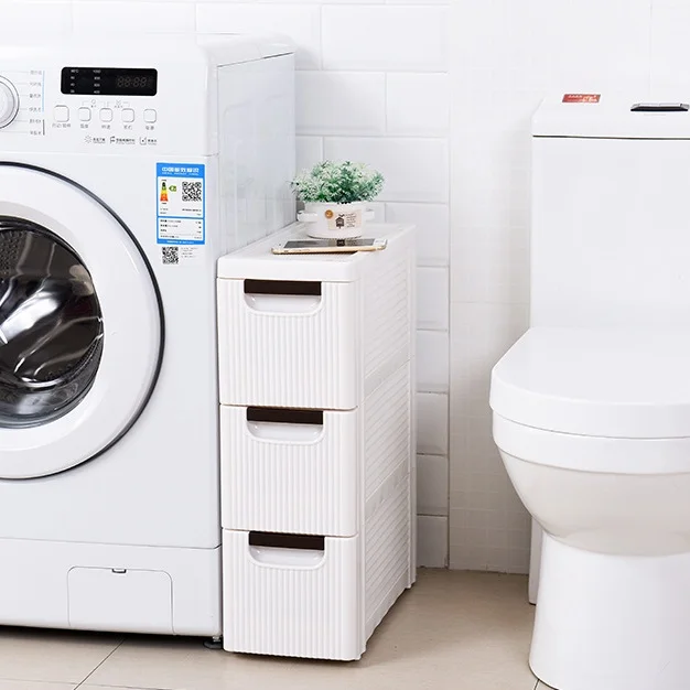 Modern Simple Bathroom Storage Cabinet Kitchen Living Room Bedroom Plastic Pulley Clip Seam Drawer Multi-Drawer Storage Cabinet