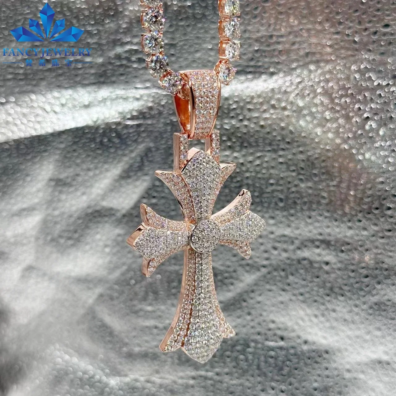 Wholesales 925 sterling silver Iced Out big Cross Pendant Mens Women Gothic Charm full moissanite Hip Hop Cross Bling Pendant