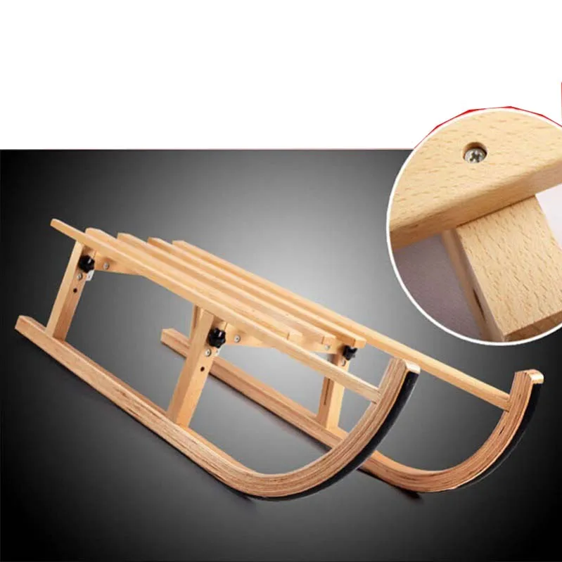 Portable Durable Outdoor Skiing Wooden Sleds Snow Sledge