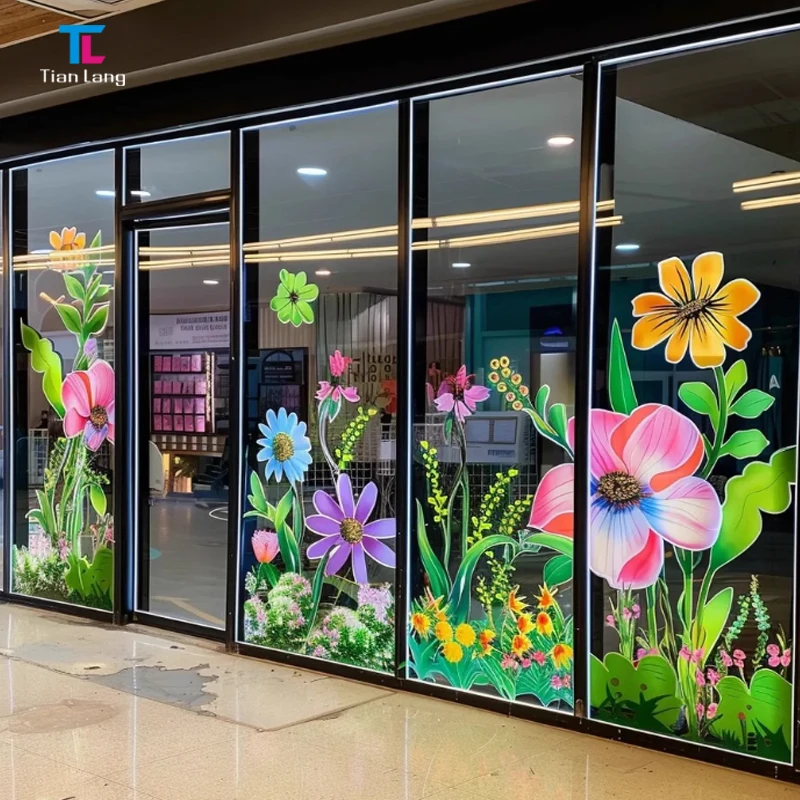Tianlang Static Window Film Perspective Glass Decal Custom Pattern Office Store DIY Window Sticker