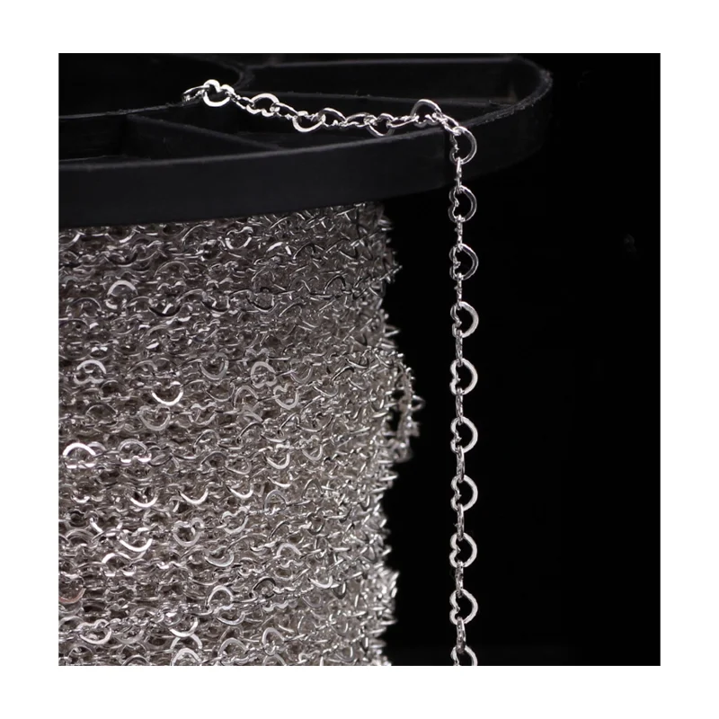 GP S925 silver Heart Chains Bulk for permanent Jewelry chains Making Bracelet Genuine 925 silver Chain wholesale