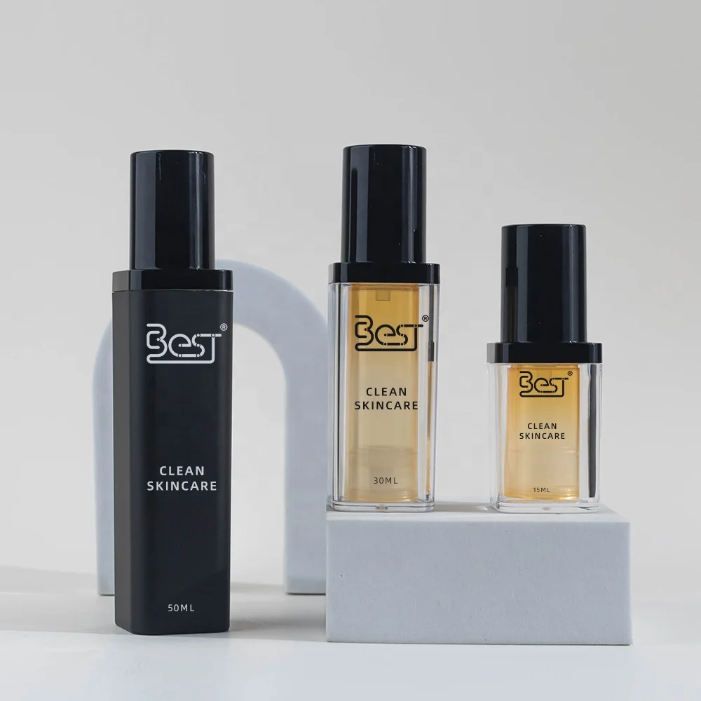 Airless Skincare Cosmetic Packaging 15ml 30ml 50ml Lotion Serum PP PS Bottle Bottle with Pump Biodegradable Customized Color