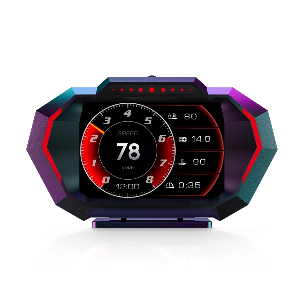 Newest Car HUD P24 Smart Gauge Head Up Display OBD2 GPS Digital Speedometer Slope Multiple Function For Car