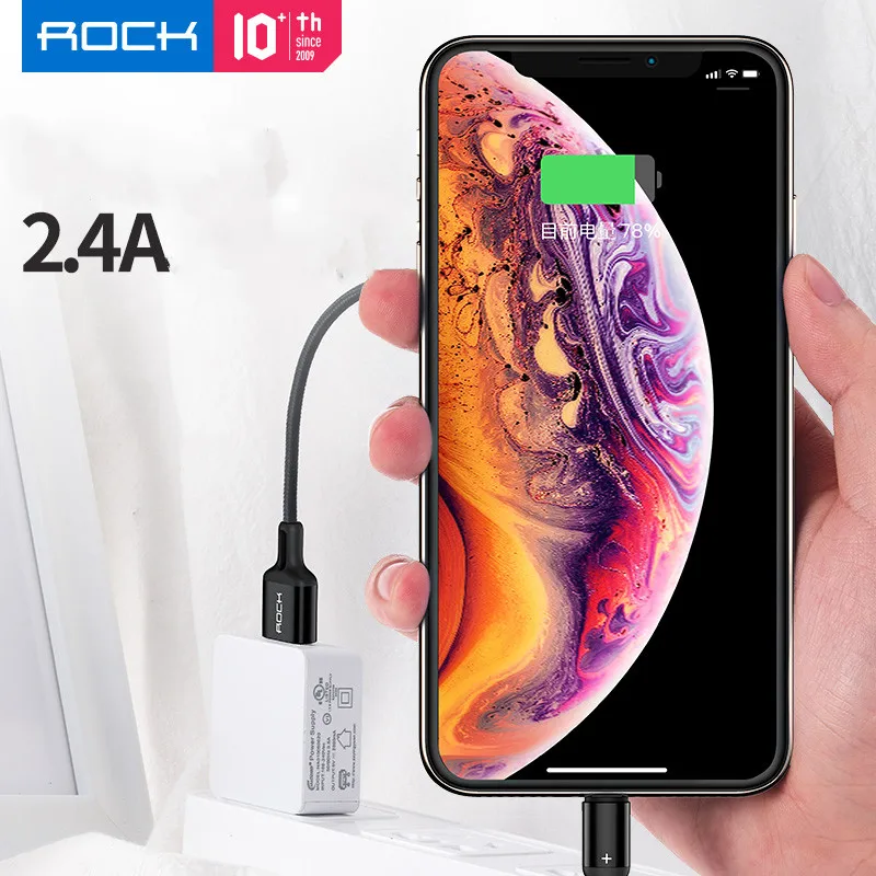 Best Sellers in usa 2020 ROCK R2 Aluminum Braided Data Kabel Fast Charging 2.4A Type-c Charger Cord for iPhone 12 Cable