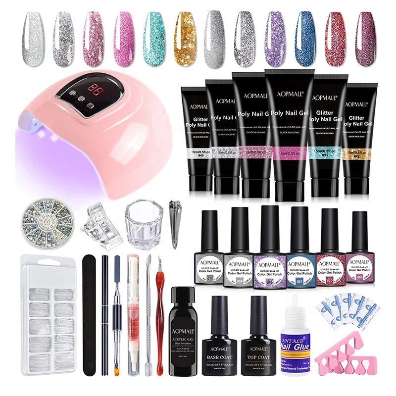 AOPMALL 54W UV Lamp Builder Nail Gel Polish Nail & Poly Extension Nail Gel Kit OEM