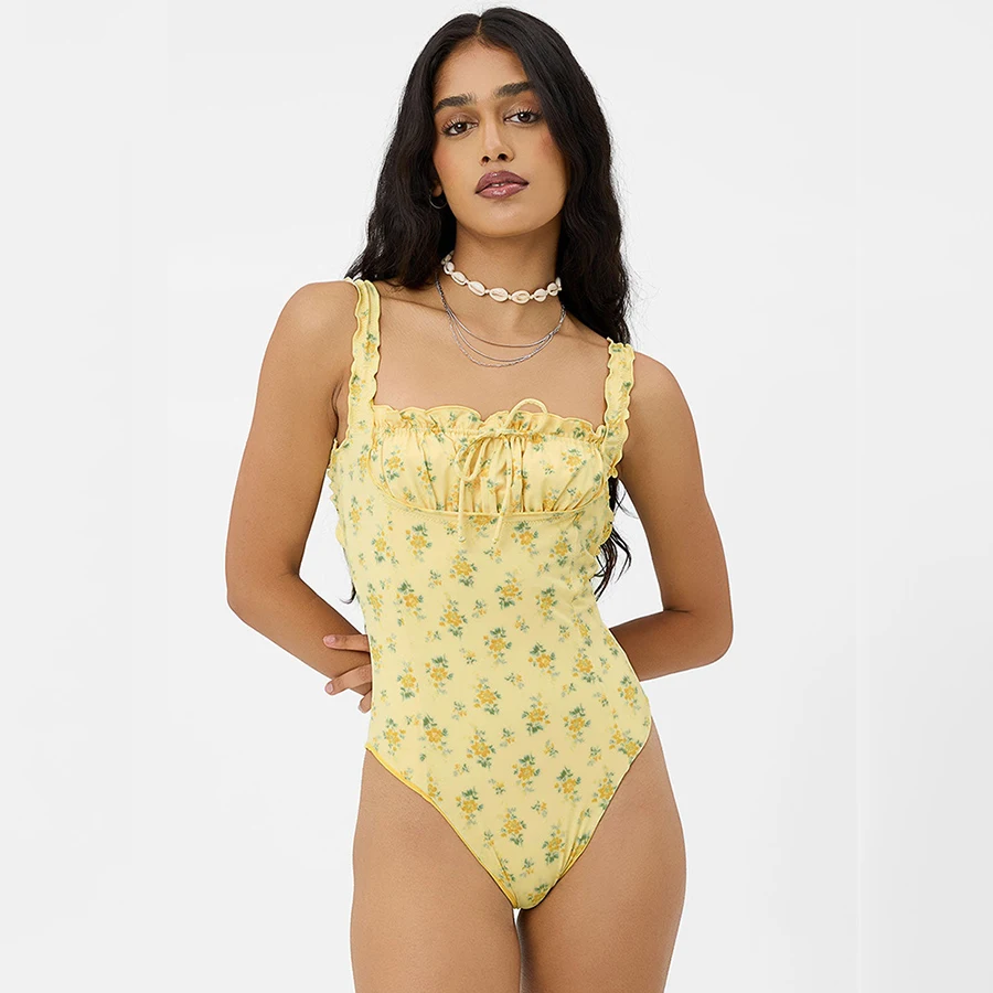 Custom your LOGO Crinkle Swimsuit Swimwear Women Sexy Beachwear Bathing Suits Stripe One Piece Swimsuit Crinkle